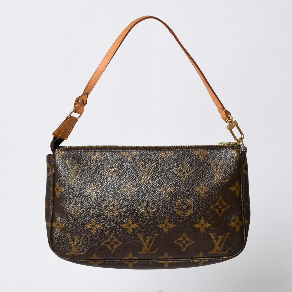 LOUIS VUITTON Pochette Accessoires Accessory Pouch Clutch Monogram Brown Leather